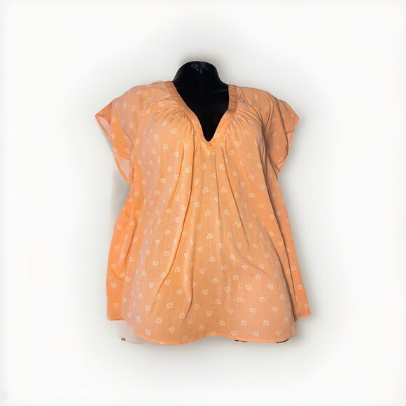 Torrid Size 0(XL) Blouse Cap Sleeves Orange V Neck - Picture 1 of 6
